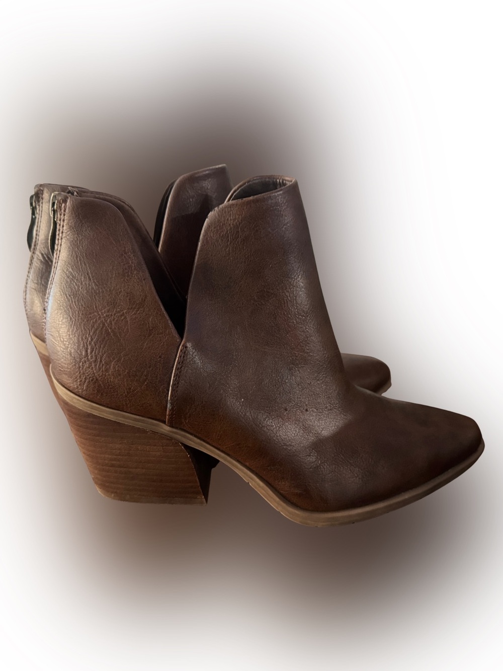 Women's Brown Faux Leather Ankle Boots